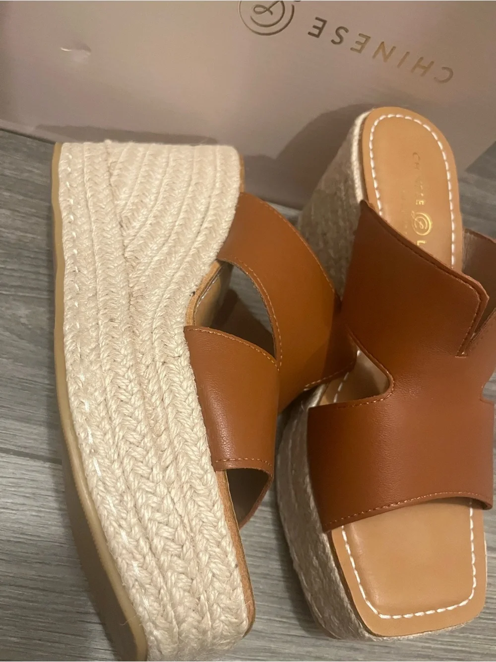 Chinese Laundry Next Door wedge sandal  Espadrille  Sli- Brown
